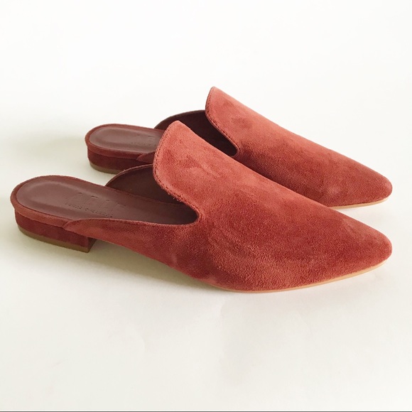Able Lizbeth Cherry Suede Leather Slip On Slides Pointy Toe Sustainable Mules - Picture 2 of 6